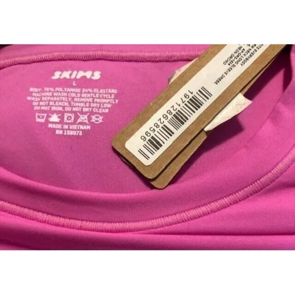 NWT SOLD OUT! SKIMS FITS EVERYBODY LONG SLEEVE MAXI DRESS NEON ORCHID SZ LARGE - Picture 7 of 7